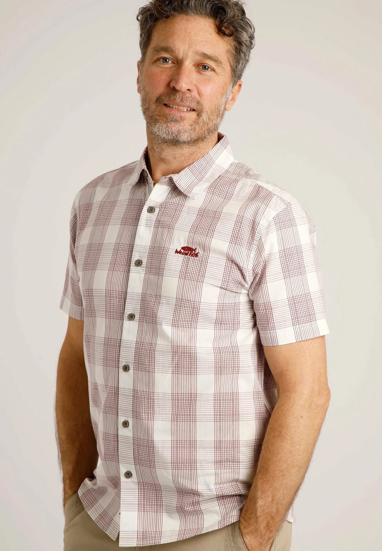 Judd Short Sleeve Check- Shirt - Dusty White