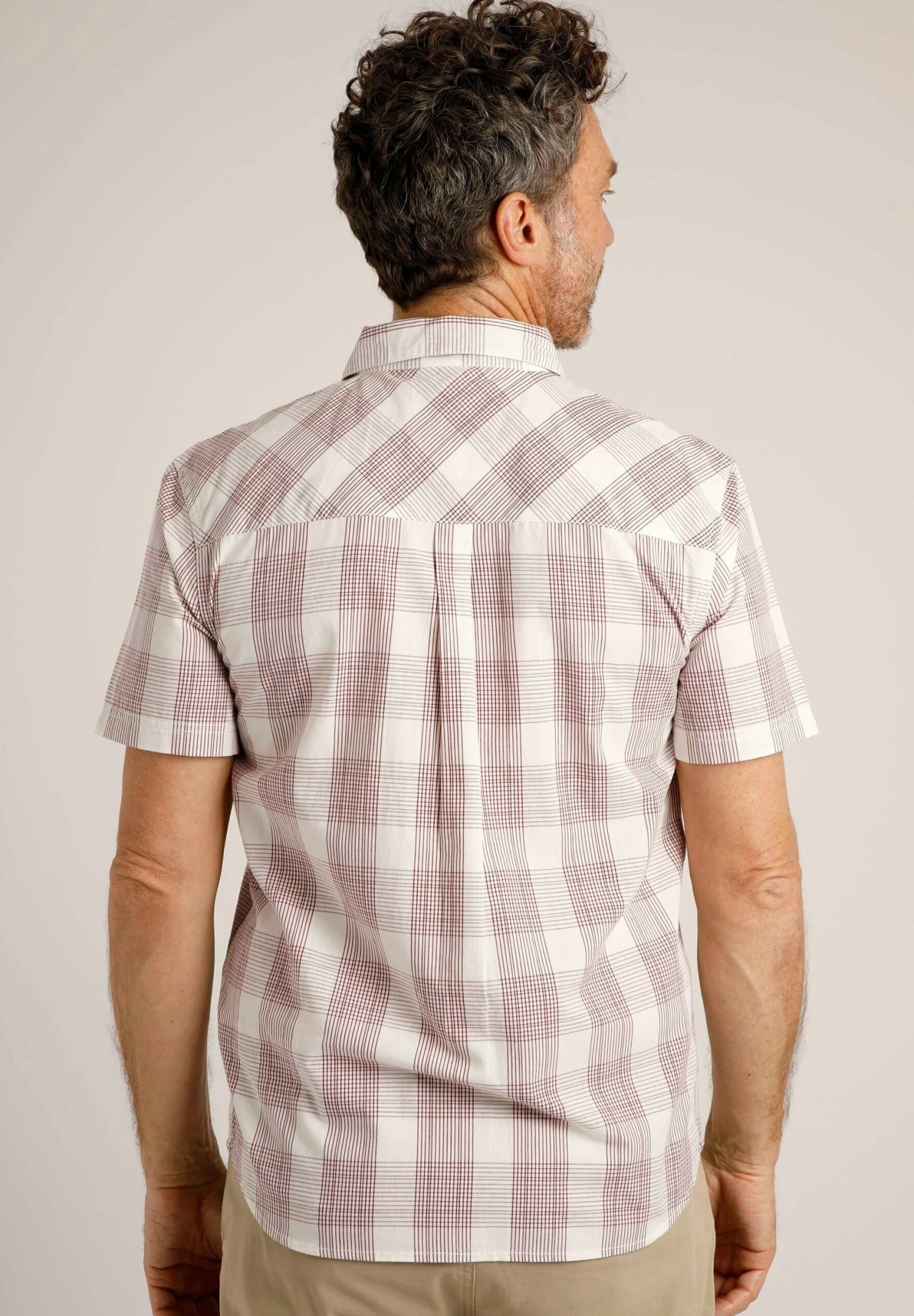 Judd Short Sleeve Check- Shirt - Dusty White - Image 3