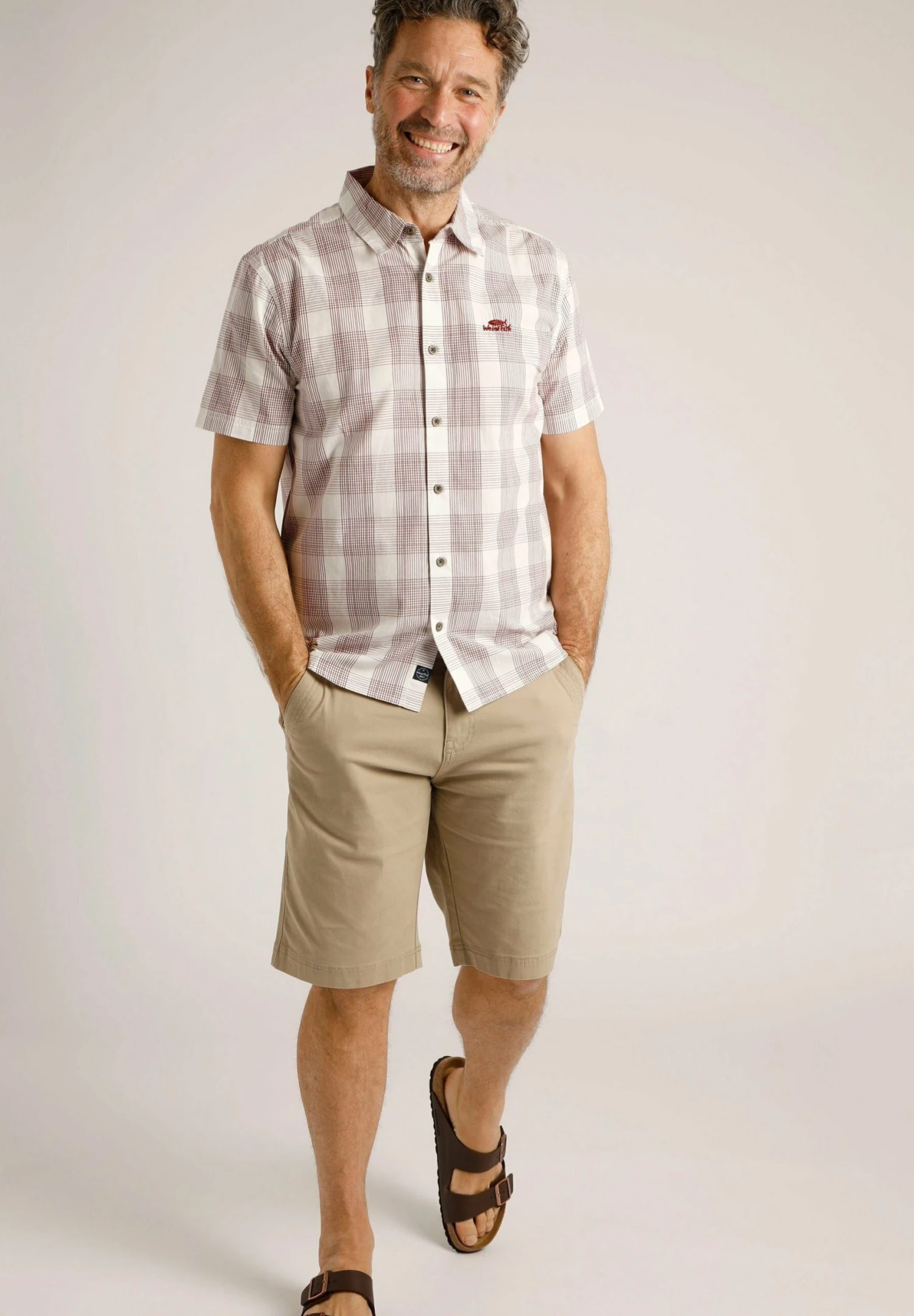 Judd Short Sleeve Check- Shirt - Dusty White - Image 2