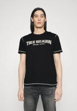 True Religion Flatlock Logo Tee - Print T-Shirt - Black