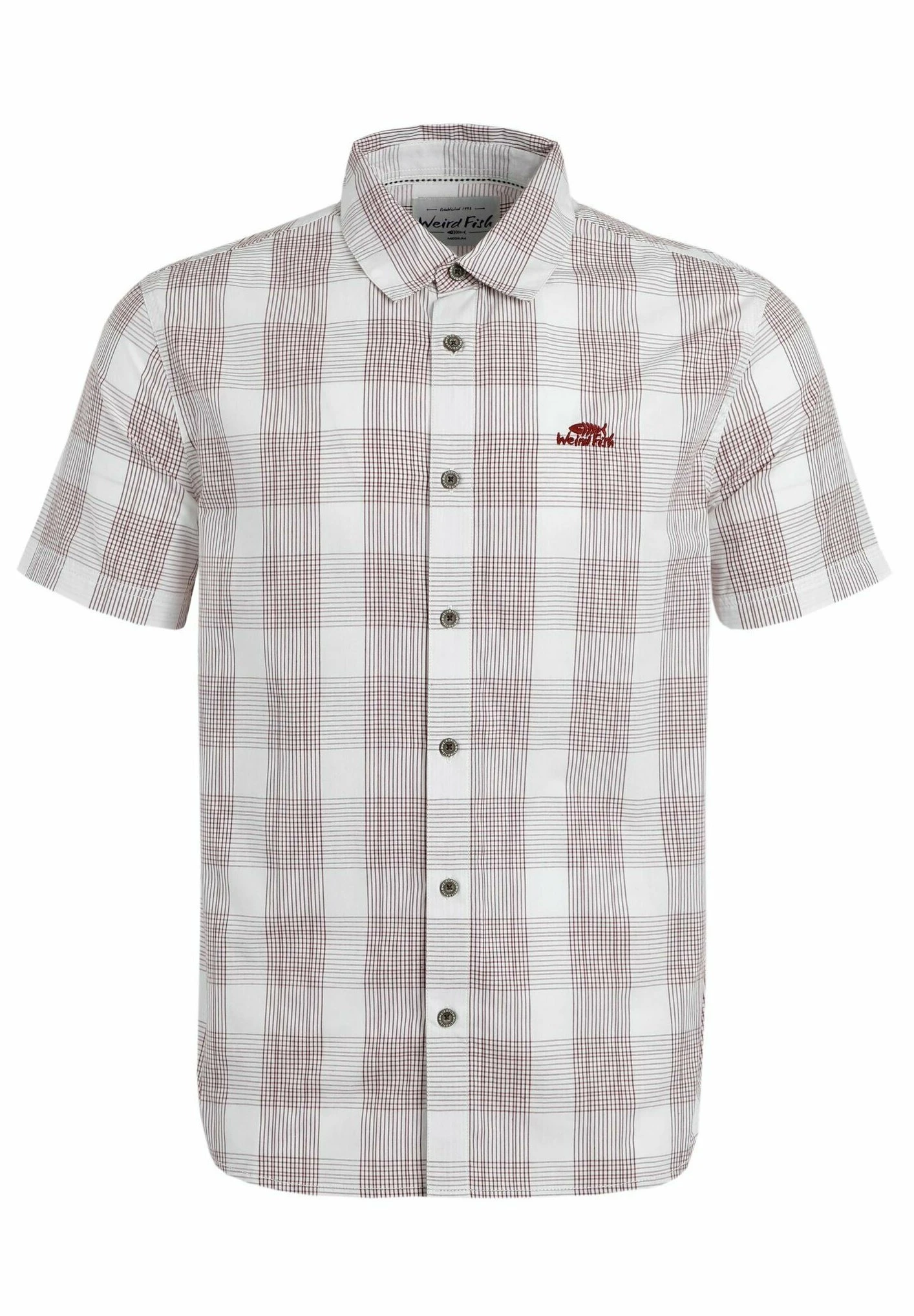 Judd Short Sleeve Check- Shirt - Dusty White - Image 5